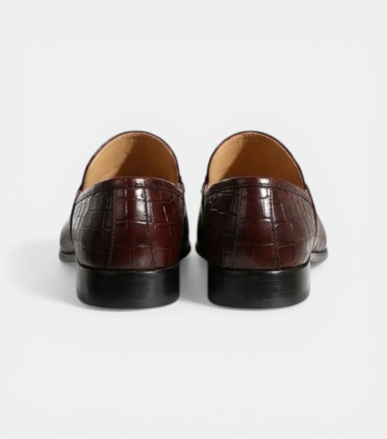 The Bari Slip Ons - Handcrafted Brown Crocodile Textured leather Horsebit Mules for men