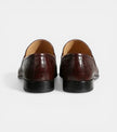The Bari Slip Ons - Handcrafted Brown Crocodile Textured leather Horsebit Mules for men
