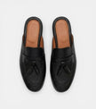 The Apulia Slip Ons - Handcrafted Black Tassel Leather Mules for Men