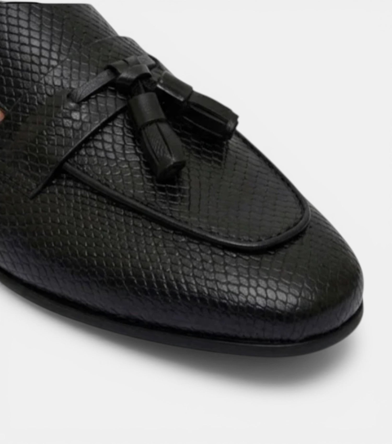 The Apulia Slip Ons - Handcrafted Black Tassel Leather Mules for Men