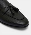 The Apulia Slip Ons - Handcrafted Black Tassel Leather Mules for Men