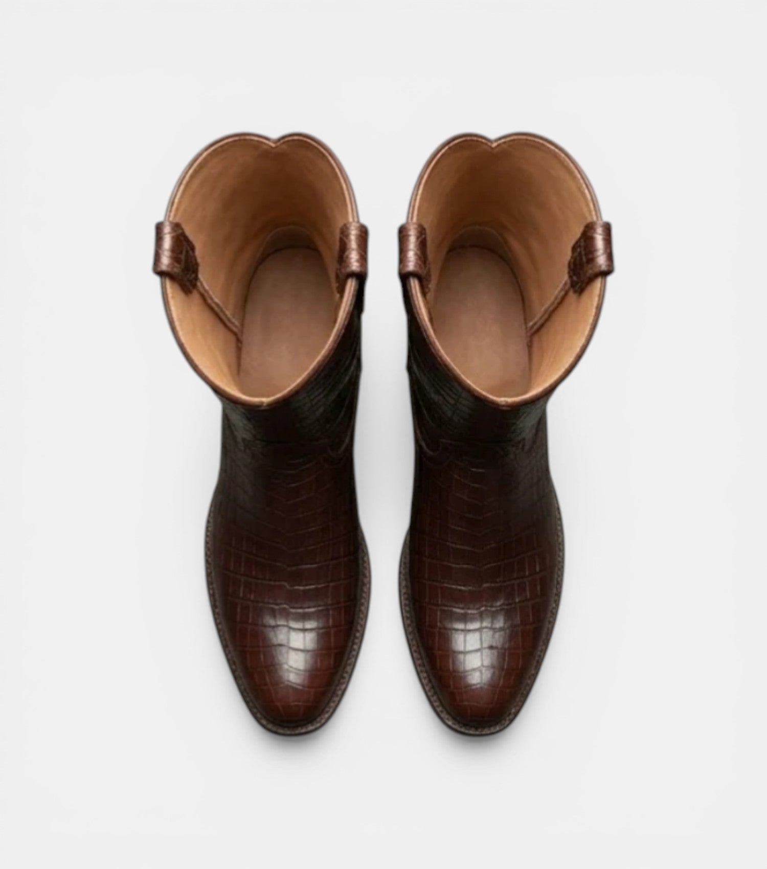 The Caserta Cow boy Boots - Handcrafted Brown Crocodile Leather Western Boots for Men
