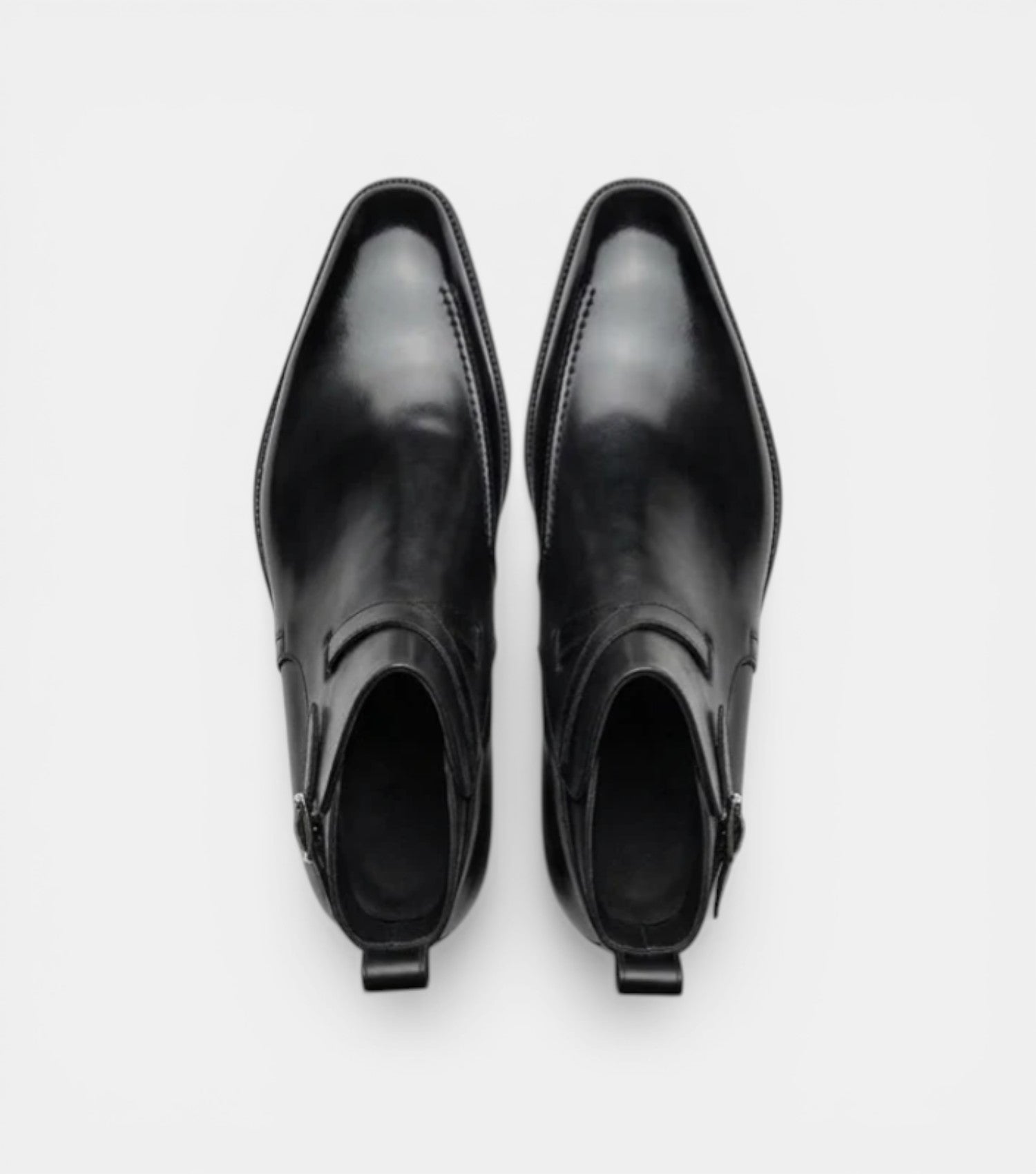 The Marche Chelsea Boots - High-Ankle Black Leather Monk Strap Dress Boots for men
