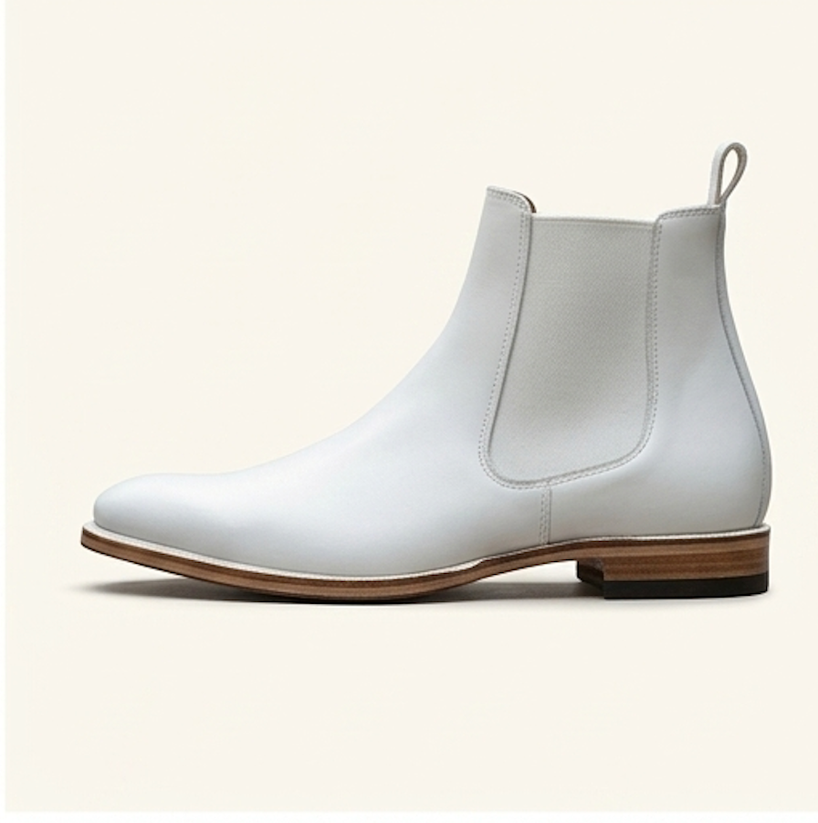 The Tivoli Chelsea Boots - White Leather Chelsea Boots for men