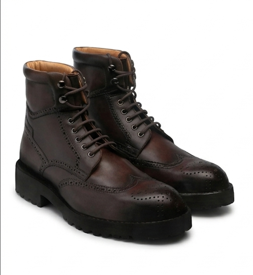 The Matera Laced up Boots - Premium Brown Leather Lace-Up Boots for Men