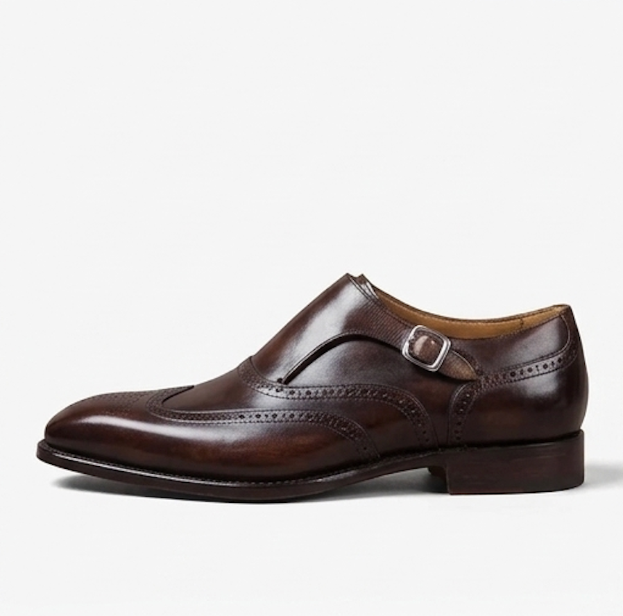 The Modena Single Monk Straps - Handcrafted Dark Brown Leather Single Monk Strap shoes for men