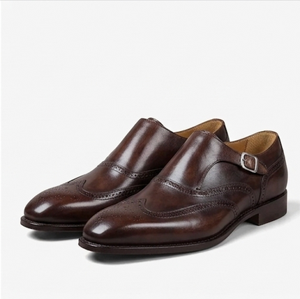 The Modena Single Monk Straps - Handcrafted Dark Brown Leather Single Monk Strap shoes for men