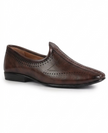 The Imola Mojri - Brown Laser Cuts Textured Leather Mojaris for Men
