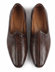The Imola Mojri - Brown Laser Cuts Textured Leather Mojaris for Men