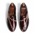 The Benevento Peshawri - Burgandy Embroidered Vegan leather Peshawari Sandals for Men