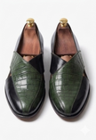The Padua Peshawri - Black and green woven leather peshawris for men