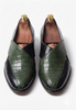 The Padua Peshawri - Black and green woven leather peshawris for men