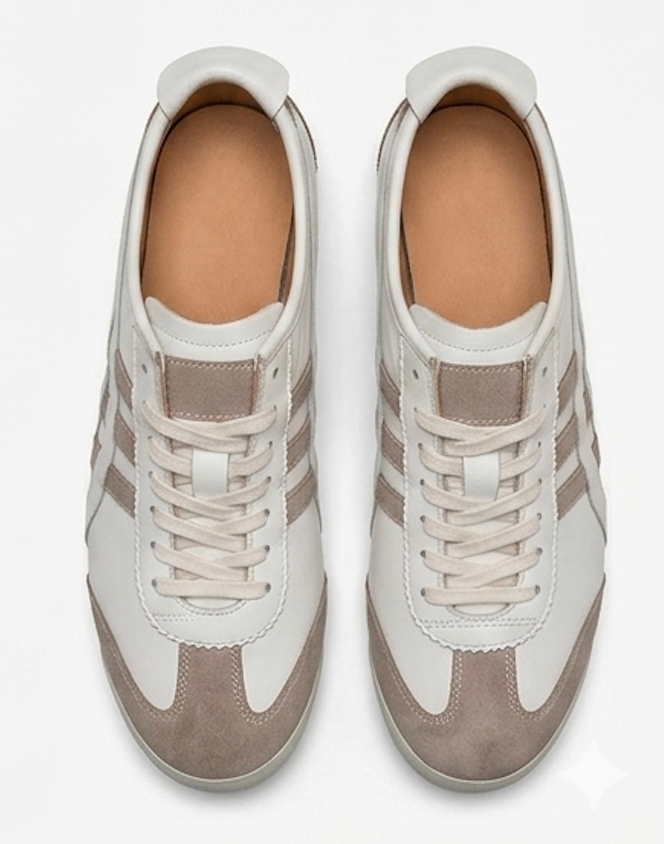 The Fano Sneakers - Handcrafted white Leather & Suede Panelled Sneakers for Men