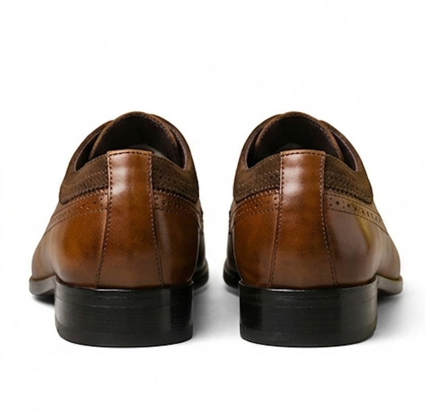 The Apulia Derby Lace ups - Handcrafted Burnished Tan Leather & Suede Wingtip Derbys for Men