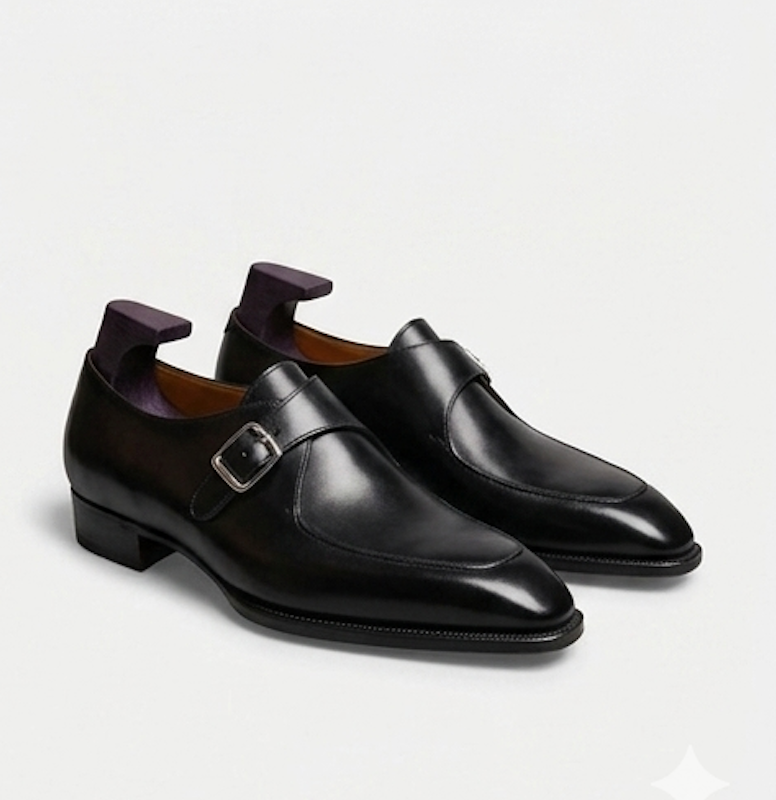 The Naples Single Monk Straps - Handcrafted Cognac Brown Leather Single Monk Strap Shoes for men