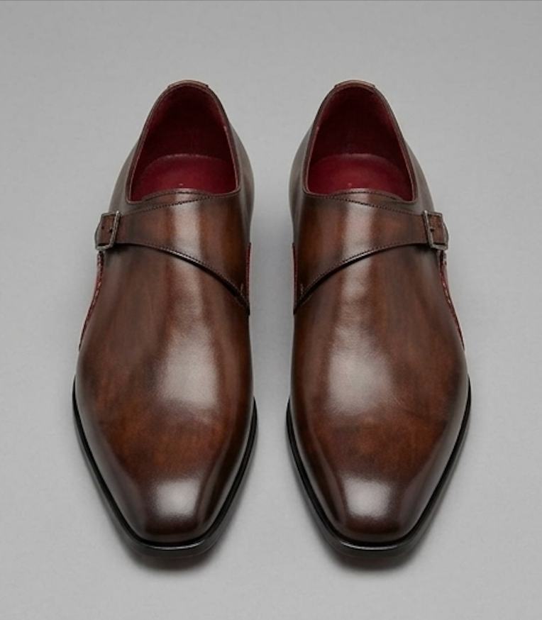 The Genoa Single Monk Straps - Handcrafted Graphite & Burgundy Leather Single Straps for men