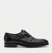 The Bari Double Monk Straps - Handcrafted Brown Woven Leather Double Monk Strap Shoes with silver buckles for men