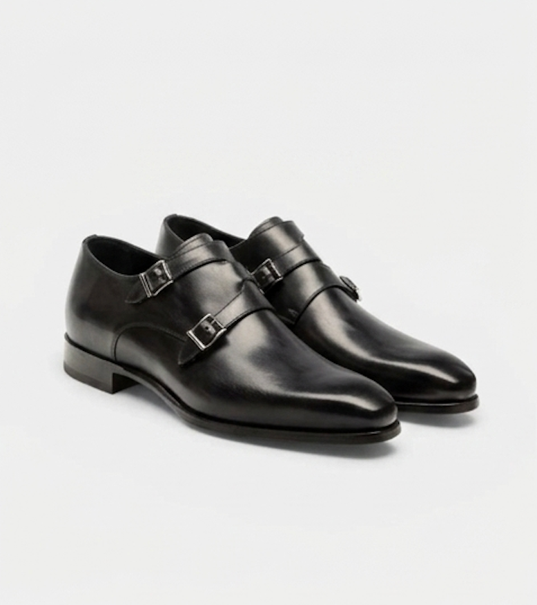 The Venice Double Monk Straps - Hand-Painted Honey Tan Leather Double Monk Strap Shoes for men