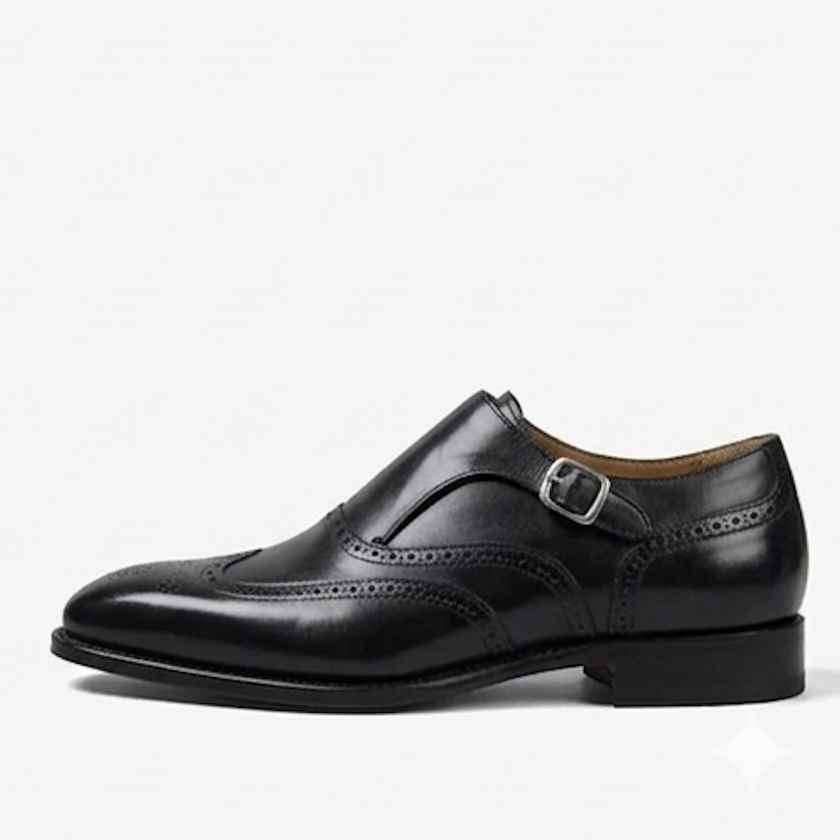 The Modena Single Monk Straps - Handcrafted Dark Brown Leather Single Monk Strap shoes for men