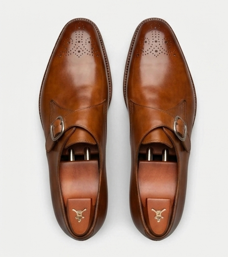 The Turin Single Monk Straps - Handcrafted Dark Chocolate Leather Single Monk Straps for men