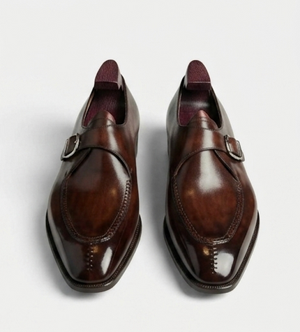 The Foggia Single Monk Straps - Handcrafted Deep Blue Leather Single Monk Straps for men