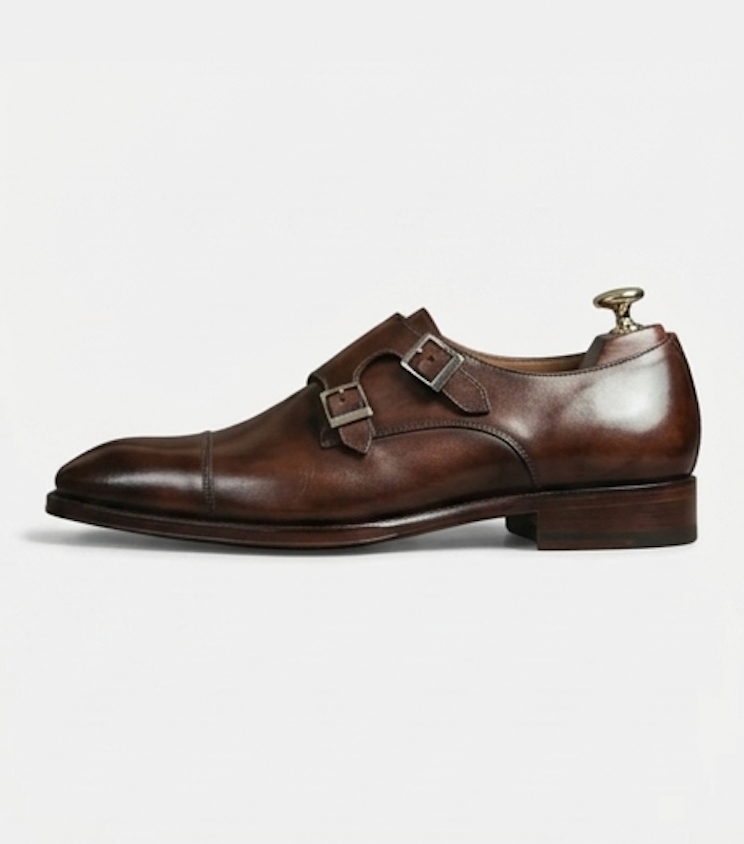 The Trento Double Monk Straps - Handcrafted Black Polished Leather Double Monk Straps for men