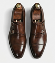 The Trento Double Monk Straps - Handcrafted Black Polished Leather Double Monk Straps for men