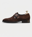 The Udine Single Monk Straps - Handcrafted Olive Green Suede leather Single Monk Strap Shoes for men