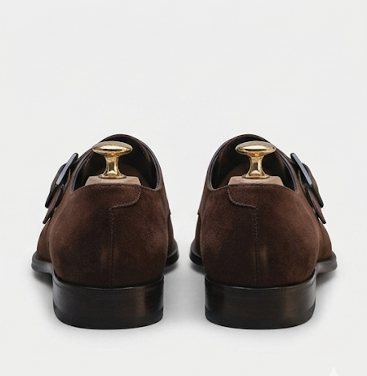 The Udine Single Monk Straps - Handcrafted Olive Green Suede leather Single Monk Strap Shoes for men
