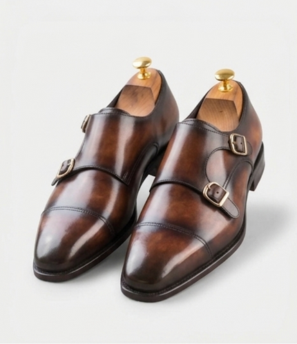 The Catania Double Monk Straps - Handcrafted Leather Cognac & Espresso Double Monk Straps for men