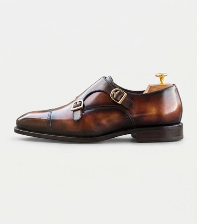 The Catania Double Monk Straps - Handcrafted Leather Cognac & Espresso Double Monk Straps for men