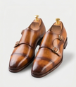 The Catania Double Monk Straps - Handcrafted Leather Cognac & Espresso Double Monk Straps for men