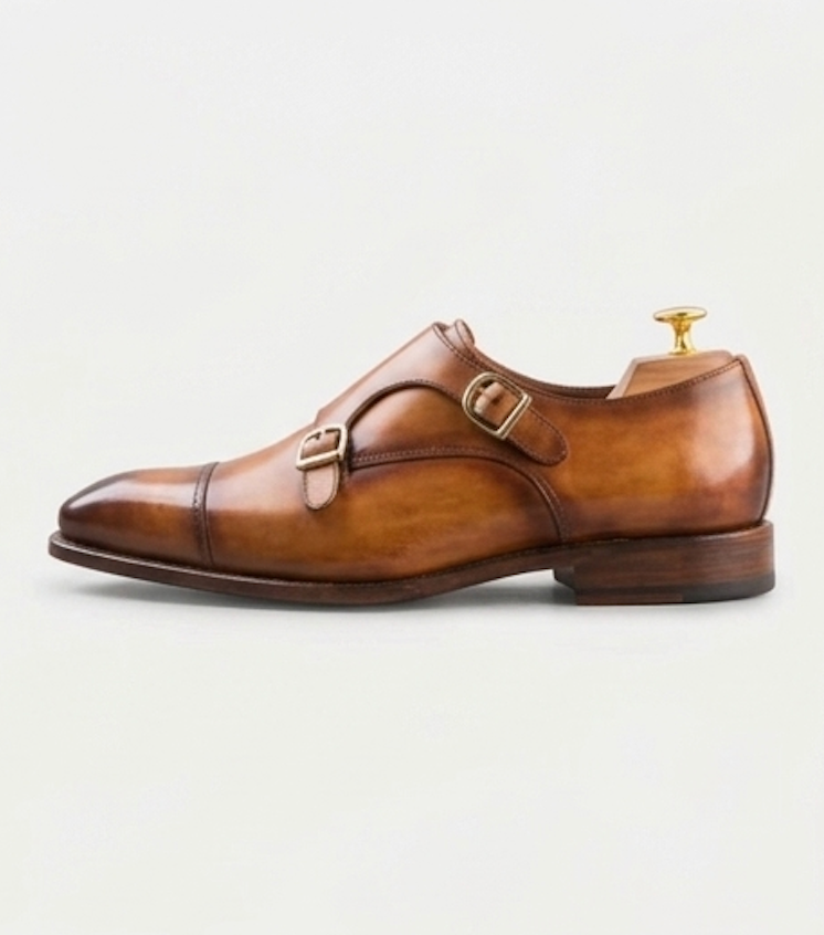 The Catania Double Monk Straps - Handcrafted Leather Cognac & Espresso Double Monk Straps for men