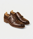 The Lucca Double Monk Straps - Handcrafted Forest Green Leather Double Monk Straps with Wingtip Brogue Detail for Men