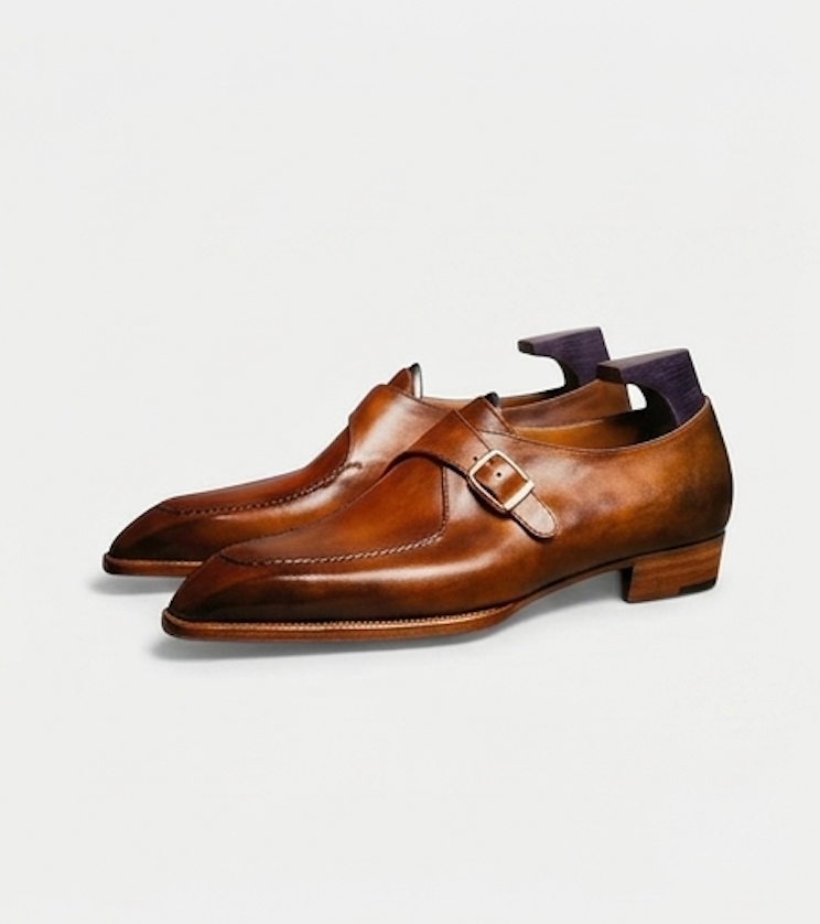The Naples Single Monk Straps - Handcrafted Cognac Brown Leather Single Monk Strap Shoes for men