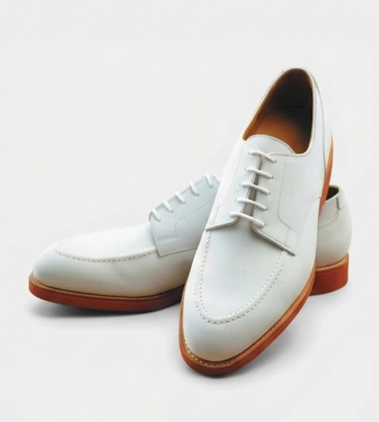 The Como Derby Lace ups - Handcrafted White Leather Apron-Toe Derbys for Men