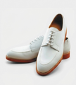 The Como Derby Lace ups - Handcrafted White Leather Apron-Toe Derbys for Men