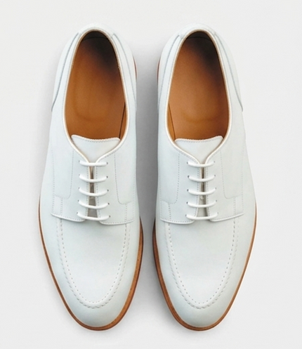 The Como Derby Lace ups - Handcrafted White Leather Apron-Toe Derbys for Men