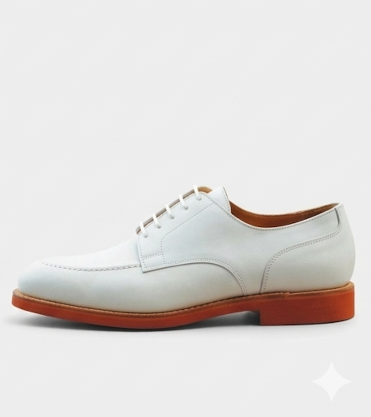 The Como Derby Lace ups - Handcrafted White Leather Apron-Toe Derbys for Men