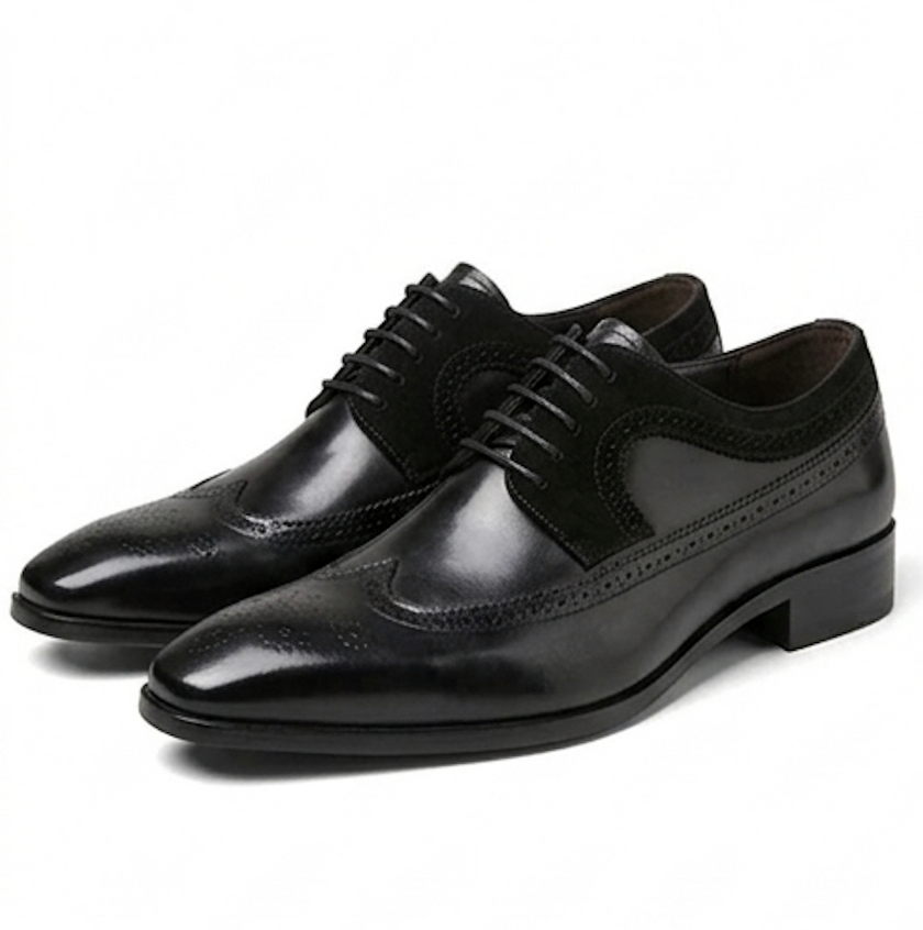 The Apulia Derby Lace ups - Handcrafted Burnished Tan Leather & Suede Wingtip Derbys for Men