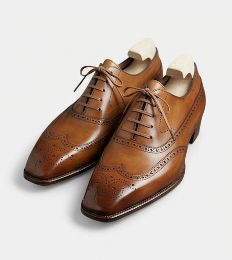 The Varese Oxfords Lace ups - Handcrafted Burnished Brown Leather Wingtip Oxford for Men