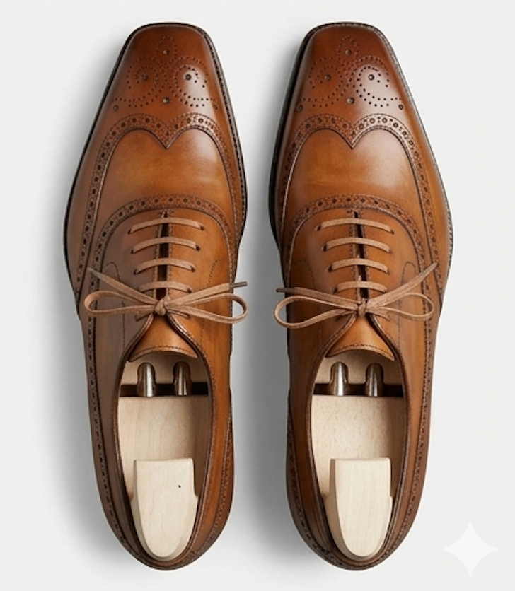 The Varese Oxfords Lace ups - Handcrafted Burnished Brown Leather Wingtip Oxford for Men