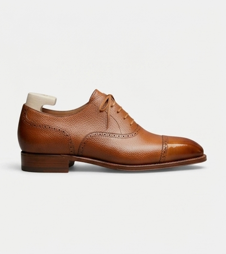 The Pavia Oxfords Lace ups - Handcrafted Brown Leather Grained Formal Oxfords for men