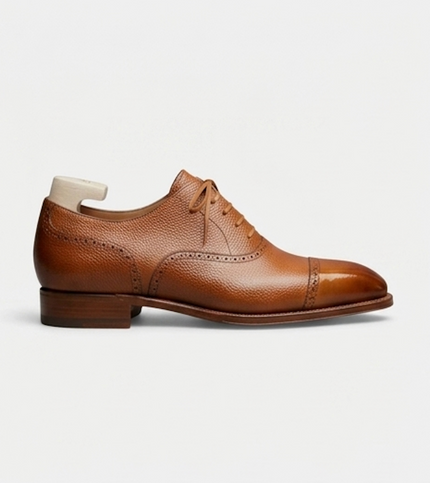The Pavia Oxfords Lace ups - Handcrafted Brown Leather Grained Formal Oxfords for men