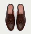 The Apulia Slip Ons - Handcrafted Black Tassel Leather Mules for Men
