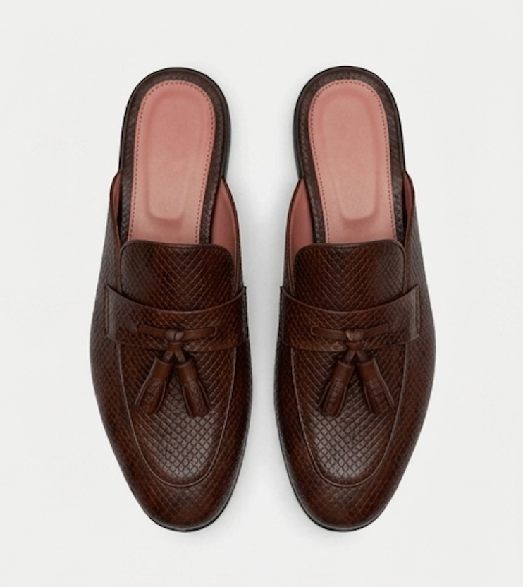 The Apulia Slip Ons - Handcrafted Black Tassel Leather Mules for Men