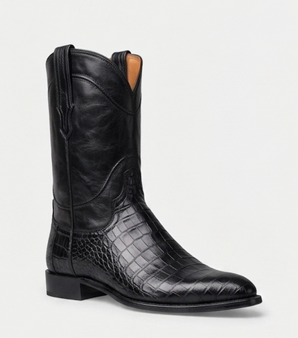 The Caserta Cow boy Boots - Handcrafted Brown Crocodile Leather Western Boots for Men