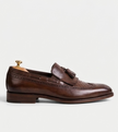 The Crotone Loafers - Black Textured Leather Tassel Loafers for Men