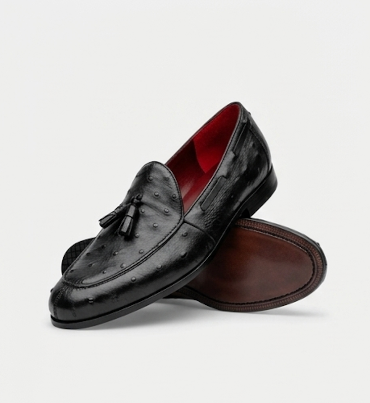 The Tuscany Loafers - Handcrafted Yellow Ostrich-Texture Leather Loafers for Men
