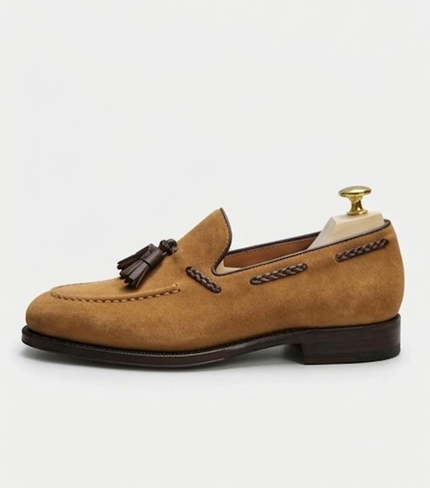 The Cesena Loafers - Handcrafted Navy Suede Loafers for Men